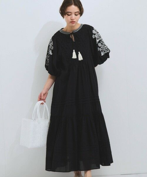 VICKY/ビッキー インド刺繍ワンピース≪手洗い可能≫ ブラック M VICKY/ビッキー インド刺繍ワンピース≪手洗い可能≫ ブラック M