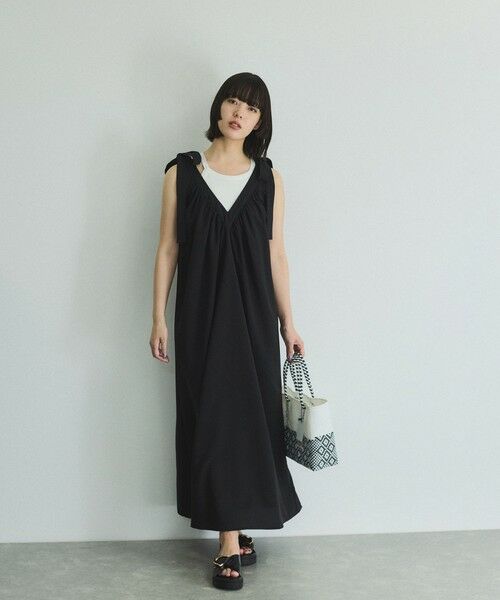 VICKY / ビッキー ロング・マキシ丈ワンピース | 肩リボンギャザーワンピース≪手洗い可能≫ | 詳細5
