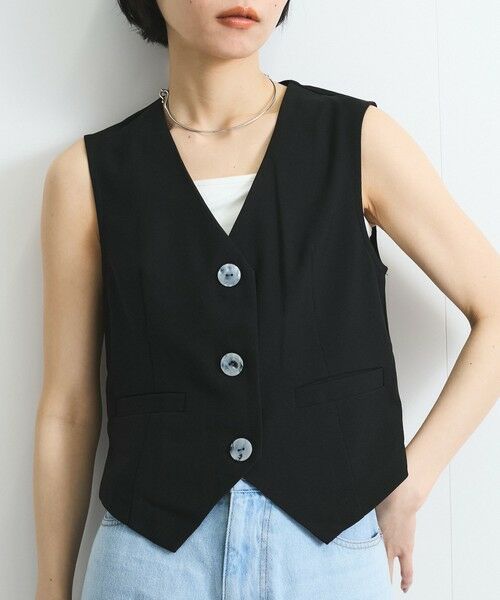 VICKY / ビッキー ダウンジャケット・ベスト | リネンライクジレ≪セットアップ対応/手洗い可能≫ | 詳細1