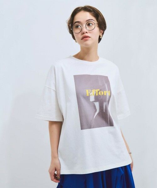VICKY/ビッキー 配色フォトプリントTシャツ≪手洗い可能≫ ホワイト M VICKY/ビッキー 配色フォトプリントTシャツ≪手洗い可能≫ ホワイト M