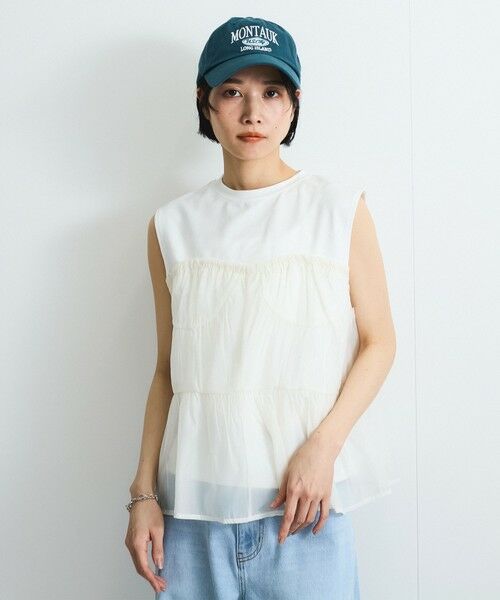 VICKY / ビッキー カットソー | オーガンジービスチェドッキングトップス≪手洗い可能≫ | 詳細1
