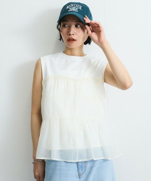 VICKY/ビッキー オーガンジービスチェドッキングトップス≪手洗い可能≫ オフホワイト M VICKY/ビッキー オーガンジービスチェドッキングトップス≪手洗い可能≫ オフホワイト M