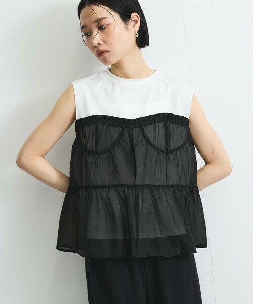 VICKY / ビッキー カットソー | オーガンジービスチェドッキングトップス≪手洗い可能≫ | 詳細7