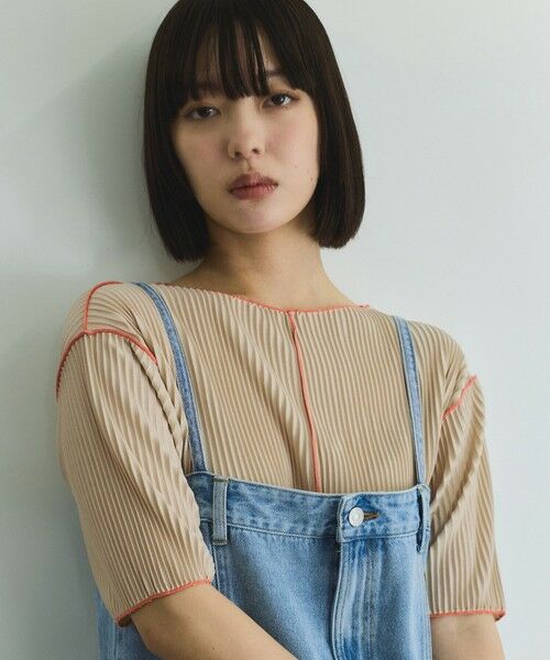 VICKY / ビッキー カットソー | メロー配色プリーツカットトップス≪手洗い可能≫ | 詳細1