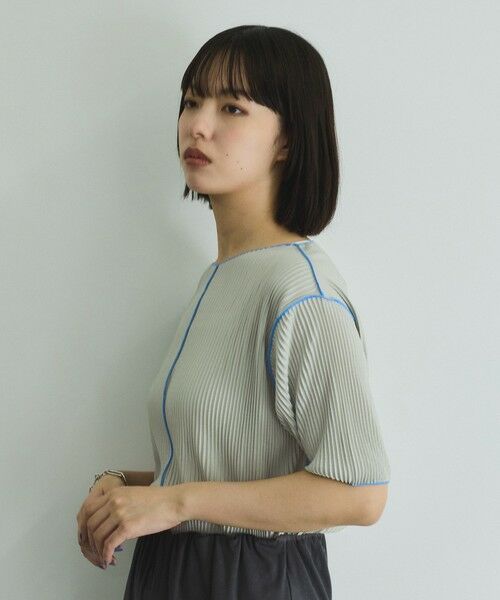 VICKY / ビッキー カットソー | メロー配色プリーツカットトップス≪手洗い可能≫ | 詳細5