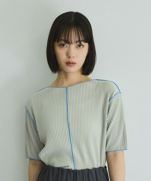 VICKY/ビッキー メロー配色プリーツカットトップス&#8810;手洗い可能&#8811; ライトグレー M