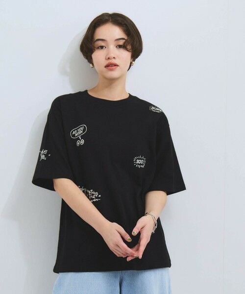 新品タグ付き　ビアズリー　tシャツ BA刺繍ハイゲージカットソー ブラック BEARDSLEY（ビアズリー）の「BA刺繍ハイゲージカットソー（T