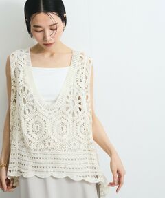 VICKY / ビッキー ニット・セーター | クロシェニットベスト≪手洗い可能≫