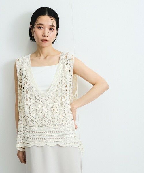 VICKY / ビッキー ニット・セーター | クロシェニットベスト≪手洗い可能≫ | 詳細1