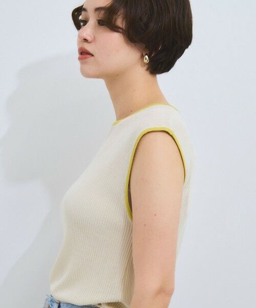 VICKY / ビッキー ニット・セーター | 麻タッチ配色ニットノースリトップス≪手洗い可能≫ | 詳細3
