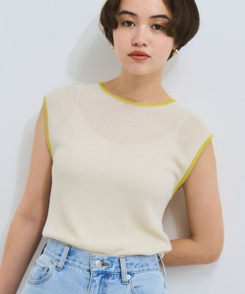 VICKY / ビッキー ニット・セーター | 麻タッチ配色ニットノースリトップス≪手洗い可能≫ | 詳細4