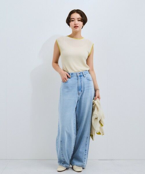 VICKY / ビッキー ニット・セーター | 麻タッチ配色ニットノースリトップス≪手洗い可能≫ | 詳細5