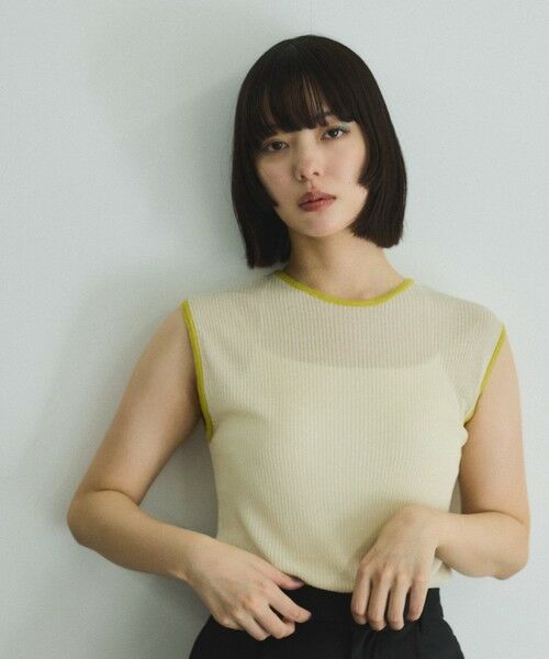 VICKY / ビッキー ニット・セーター | 麻タッチ配色ニットノースリトップス≪手洗い可能≫ | 詳細8