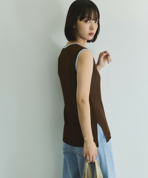 VICKY / ビッキー ニット・セーター | 麻タッチ配色ニットノースリトップス≪手洗い可能≫ | 詳細12