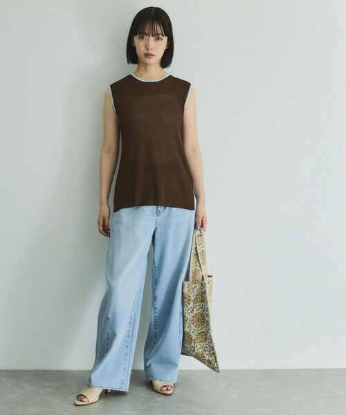 VICKY / ビッキー ニット・セーター | 麻タッチ配色ニットノースリトップス≪手洗い可能≫ | 詳細13