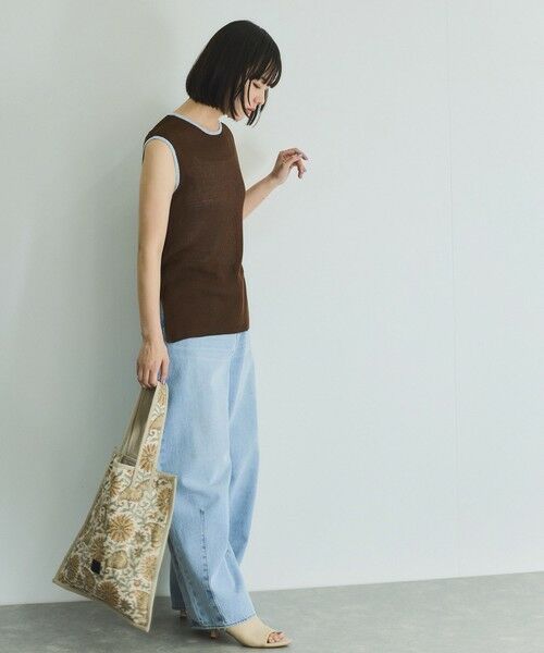 VICKY / ビッキー ニット・セーター | 麻タッチ配色ニットノースリトップス≪手洗い可能≫ | 詳細14