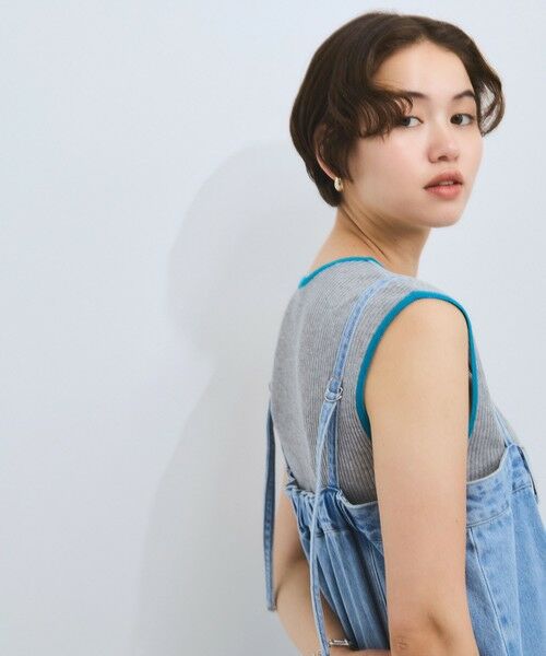 VICKY / ビッキー ニット・セーター | 麻タッチ配色ニットノースリトップス≪手洗い可能≫ | 詳細15