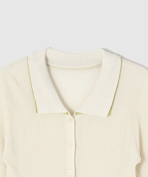 VICKY / ビッキー ニット・セーター | 麻調配色ポロニットカーディガン≪手洗い可能≫ | 詳細9
