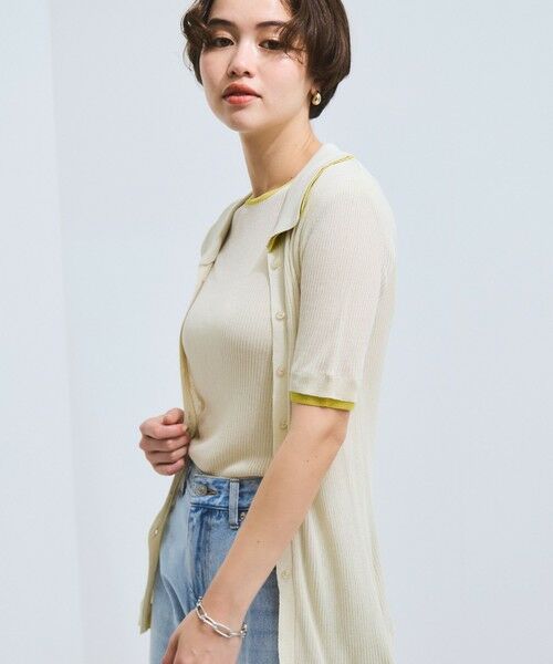 VICKY / ビッキー ニット・セーター | 麻調配色ポロニットカーディガン≪手洗い可能≫ | 詳細2