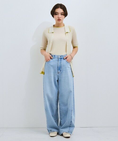 VICKY / ビッキー ニット・セーター | 麻調配色ポロニットカーディガン≪手洗い可能≫ | 詳細3