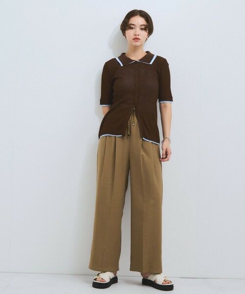 VICKY / ビッキー ニット・セーター | 麻調配色ポロニットカーディガン≪手洗い可能≫ | 詳細16