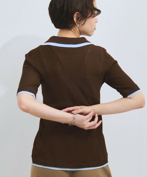 VICKY / ビッキー ニット・セーター | 麻調配色ポロニットカーディガン≪手洗い可能≫ | 詳細15