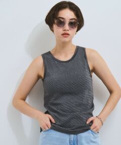 VICKY / ビッキー カットソー | カップ付きラメボーダータンクトップ≪手洗い可能≫
