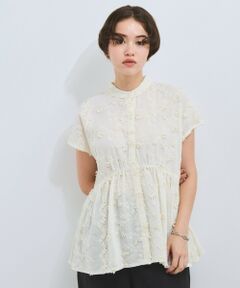 VICKY / ビッキー シャツ・ブラウス | 3D刺繍バンドカラーブラウス≪手洗い可能≫