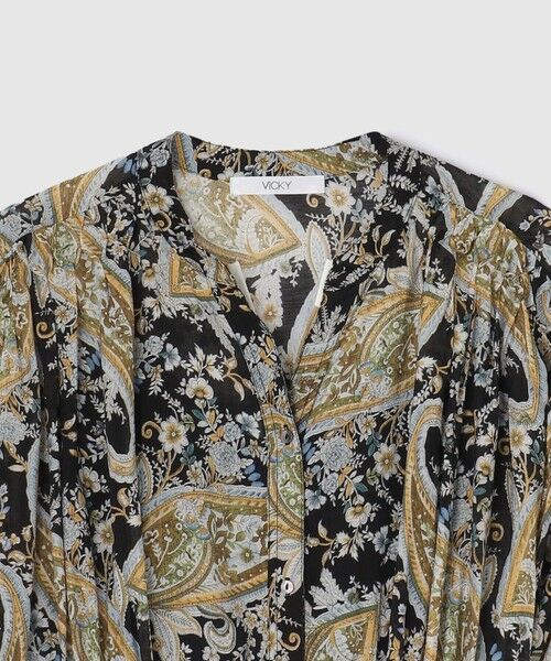 VICKY / ビッキー ロング・マキシ丈ワンピース | ペイズリー柄スモックシャツワンピース≪手洗い可能≫ | 詳細7