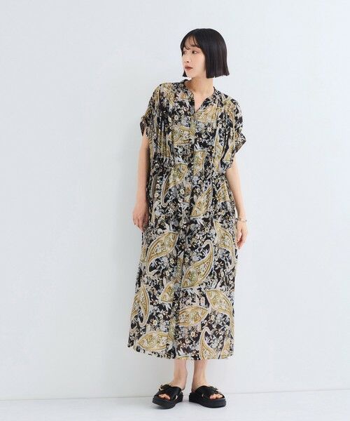 VICKY/ビッキー ペイズリー柄スモックシャツワンピース≪手洗い可能≫ ブラック系その他 M VICKY/ビッキー ペイズリー柄スモックシャツワンピース≪手洗い可能≫ ブラック系その他 M