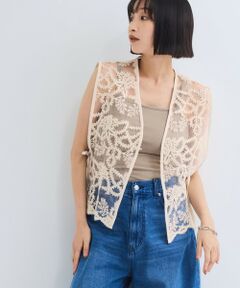 VICKY / ビッキー ダウンジャケット・ベスト | チュールシシュウスカラップベスト≪手洗い可能≫