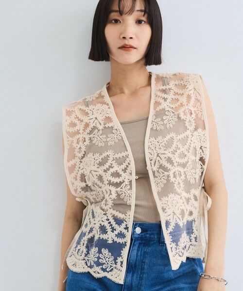 VICKY / ビッキー ダウンジャケット・ベスト | チュールシシュウスカラップベスト≪手洗い可能≫ | 詳細1