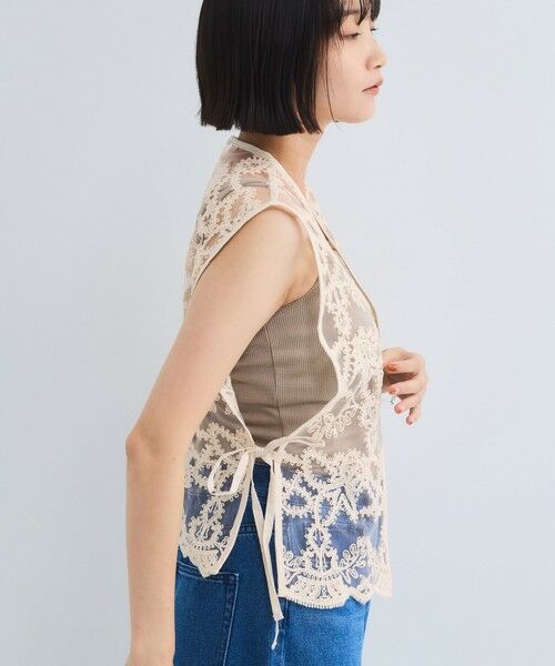 VICKY / ビッキー ダウンジャケット・ベスト | チュールシシュウスカラップベスト≪手洗い可能≫ | 詳細3