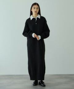 VICKY / ビッキー ロング・マキシ丈ワンピース | シャツポロカラーニットワンピース≪手洗い可能≫