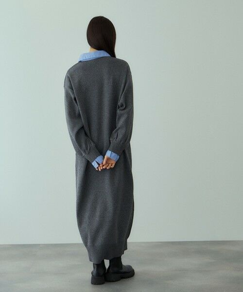 VICKY / ビッキー ロング・マキシ丈ワンピース | シャツポロカラーニットワンピース≪手洗い可能≫ | 詳細5