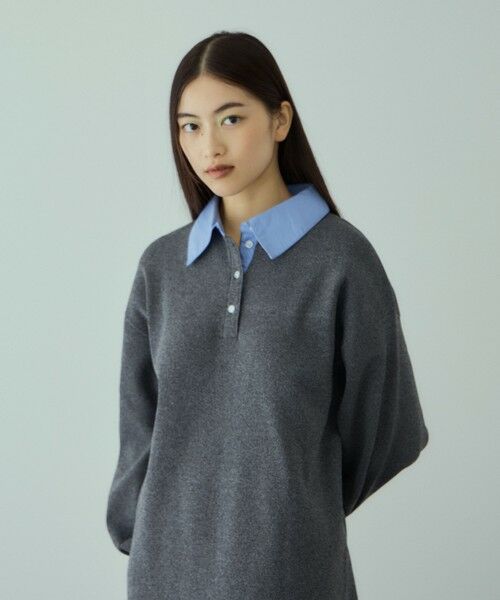 VICKY / ビッキー ロング・マキシ丈ワンピース | シャツポロカラーニットワンピース≪手洗い可能≫ | 詳細6