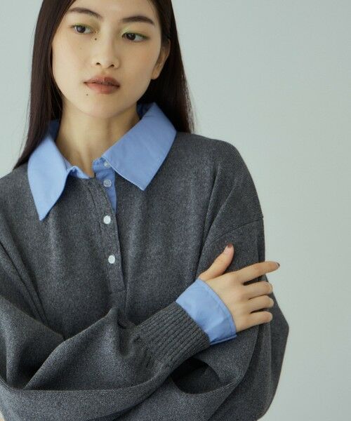 VICKY / ビッキー ロング・マキシ丈ワンピース | シャツポロカラーニットワンピース≪手洗い可能≫ | 詳細7