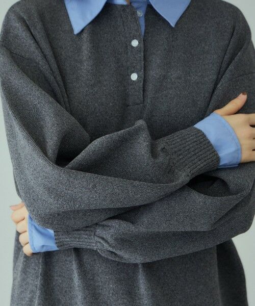 VICKY / ビッキー ロング・マキシ丈ワンピース | シャツポロカラーニットワンピース≪手洗い可能≫ | 詳細9