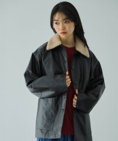 VICKY / ビッキー テーラードジャケット | ボアカラーフェイクレザーブルゾン