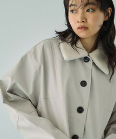 VICKY / ビッキー テーラードジャケット | ボアカラーフェイクレザーブルゾン