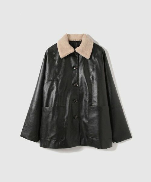 VICKY / ビッキー テーラードジャケット | ボアカラーフェイクレザーブルゾン | 詳細7