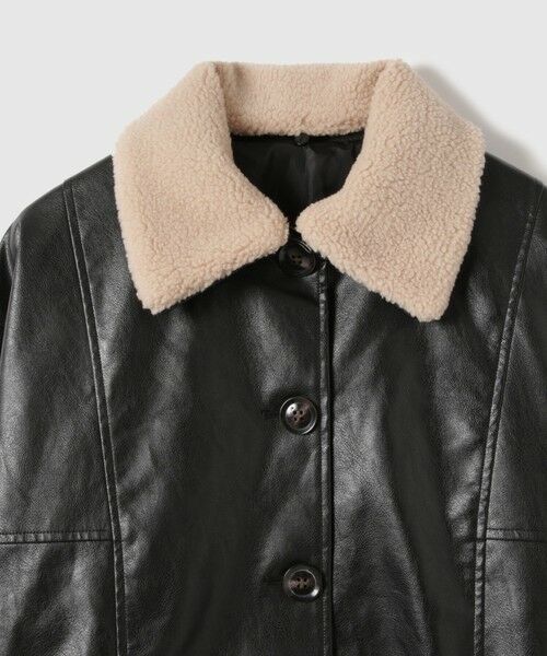 VICKY / ビッキー テーラードジャケット | ボアカラーフェイクレザーブルゾン | 詳細9