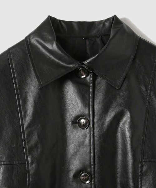 VICKY / ビッキー テーラードジャケット | ボアカラーフェイクレザーブルゾン | 詳細10