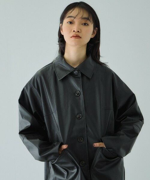 VICKY / ビッキー テーラードジャケット | ボアカラーフェイクレザーブルゾン | 詳細2