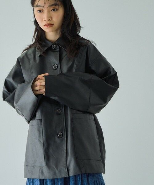 VICKY / ビッキー テーラードジャケット | ボアカラーフェイクレザーブルゾン | 詳細3