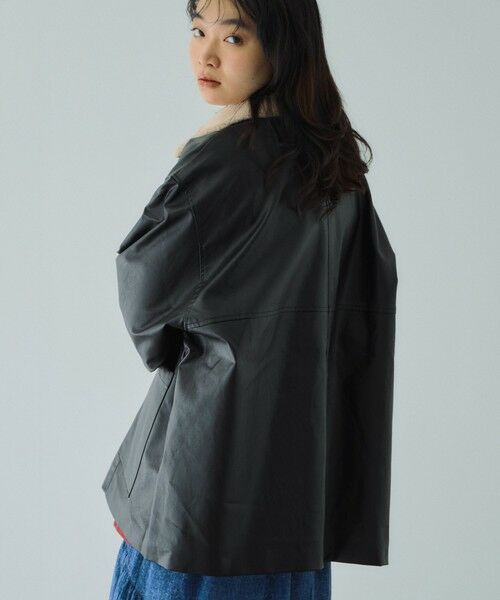 VICKY / ビッキー テーラードジャケット | ボアカラーフェイクレザーブルゾン | 詳細4