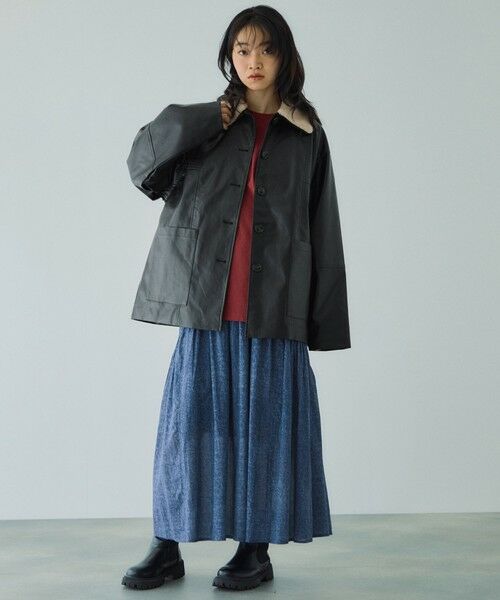 VICKY / ビッキー テーラードジャケット | ボアカラーフェイクレザーブルゾン | 詳細6