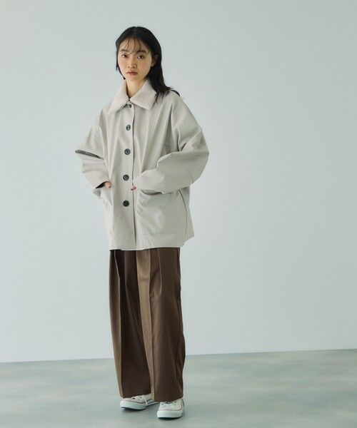 VICKY / ビッキー テーラードジャケット | ボアカラーフェイクレザーブルゾン | 詳細16