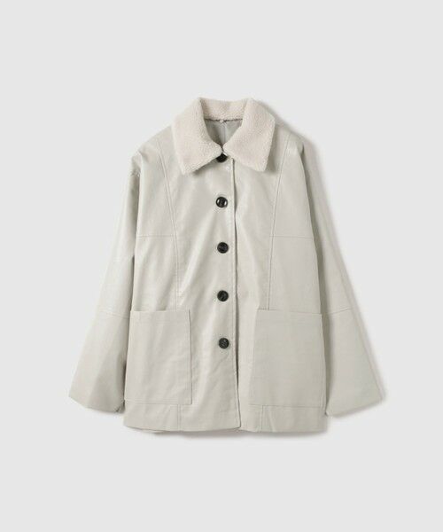 VICKY / ビッキー テーラードジャケット | ボアカラーフェイクレザーブルゾン | 詳細17