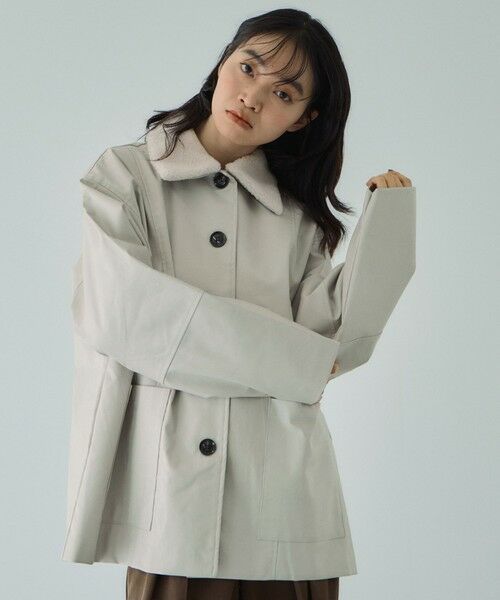 VICKY / ビッキー テーラードジャケット | ボアカラーフェイクレザーブルゾン | 詳細14